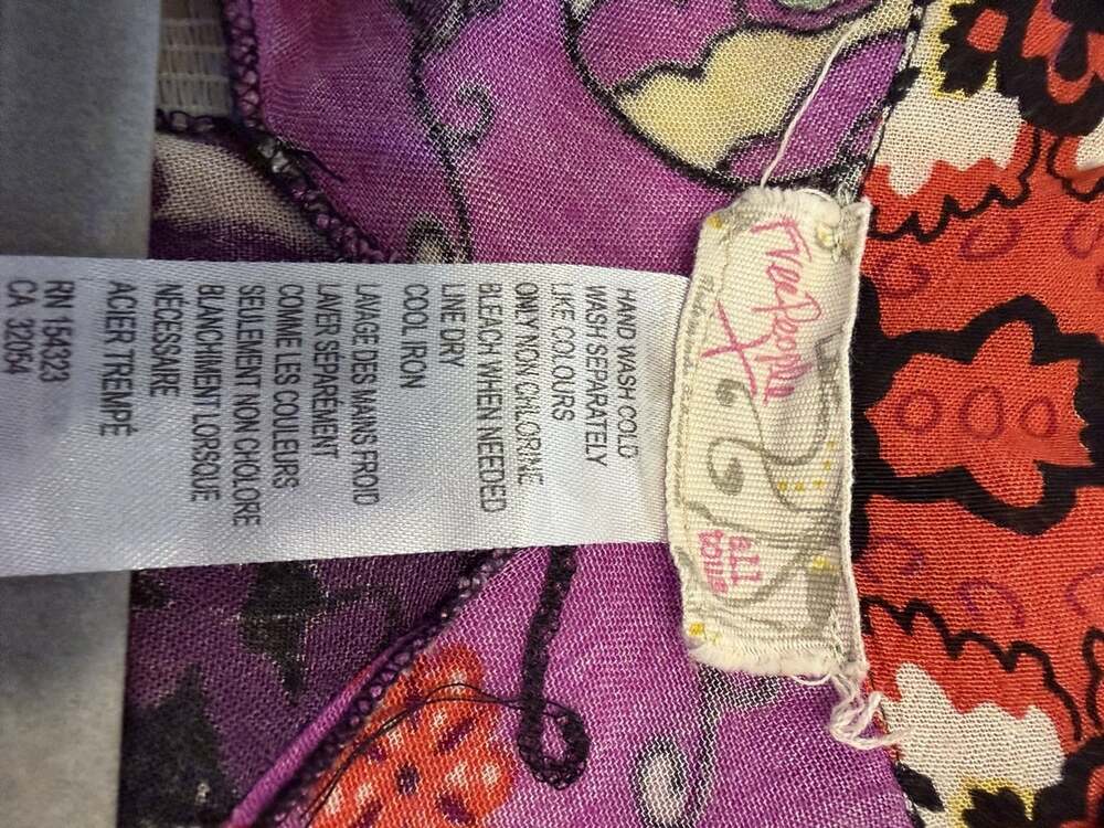 Free People Little Wing Mix Print Kimono Womens OS Multi Color Boho Cutout Back - Picture 8 of 9